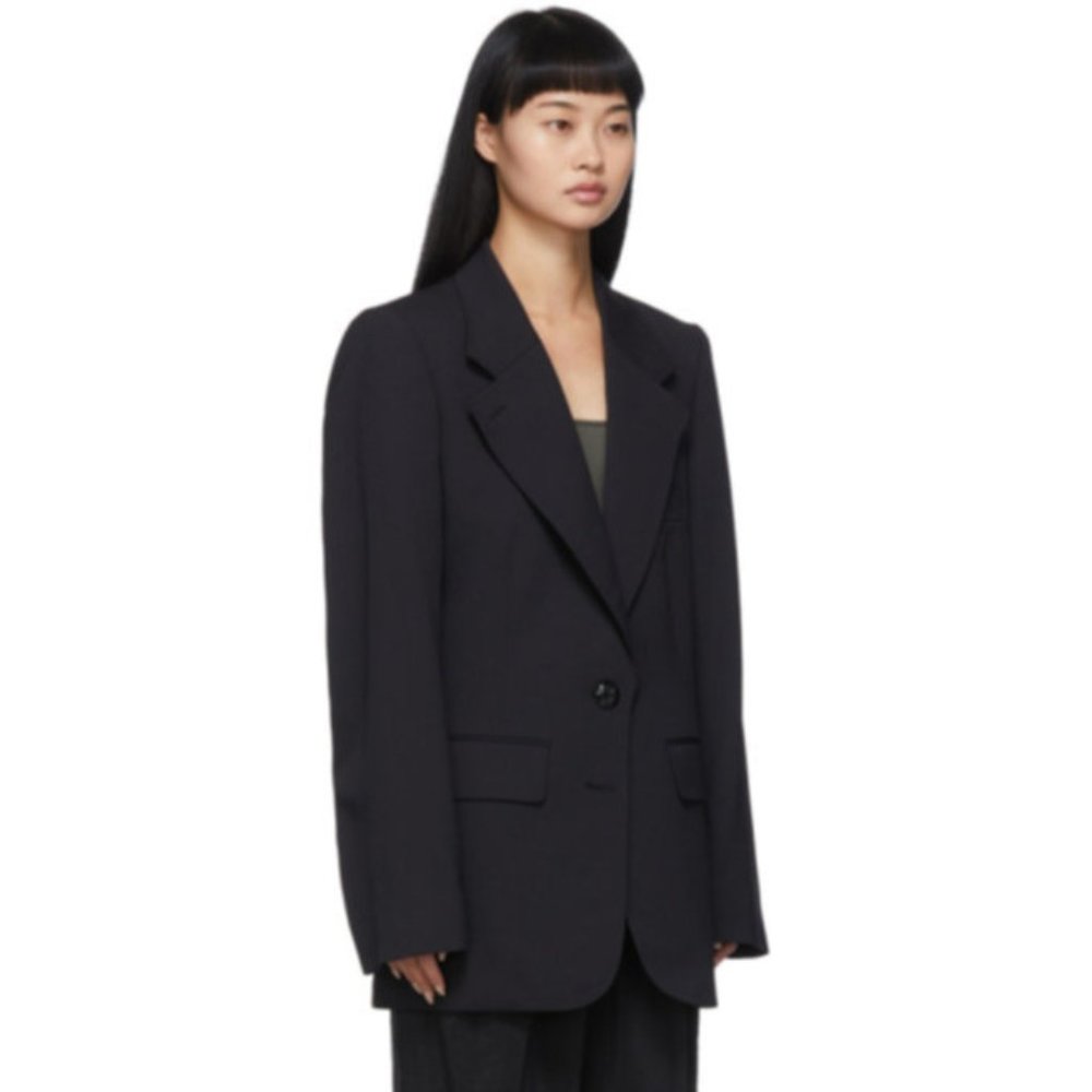 Lemaire Wool Suit Blazer in Caviar